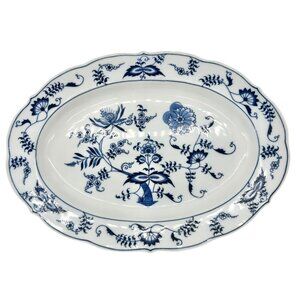 Blue Danube Oval Serving Platter 14x10 White Blue Floral Pattern Porcelain Dish
